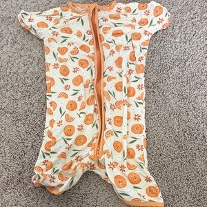 LittleOneShop Orange Print Zip shortie romper